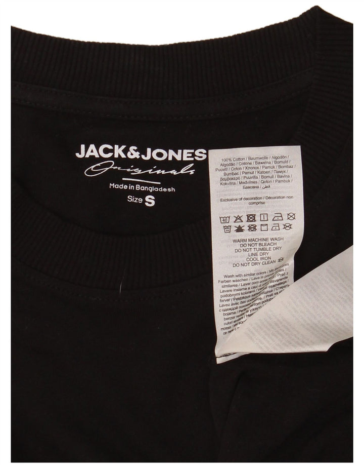 JACK & JONES Top pentru bărbați cu mânecă lungă din bumbac negru mic