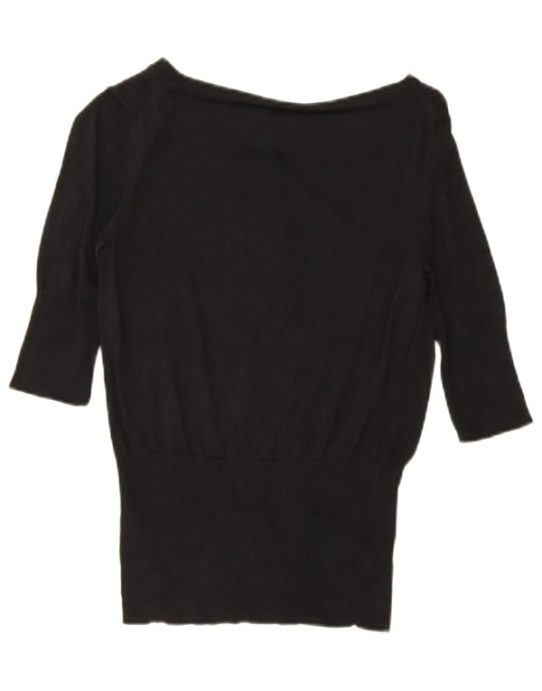 Pulover cardigan cu mânecă scurtă pentru femei Massimo Dutti UK 14 mare mătase neagră