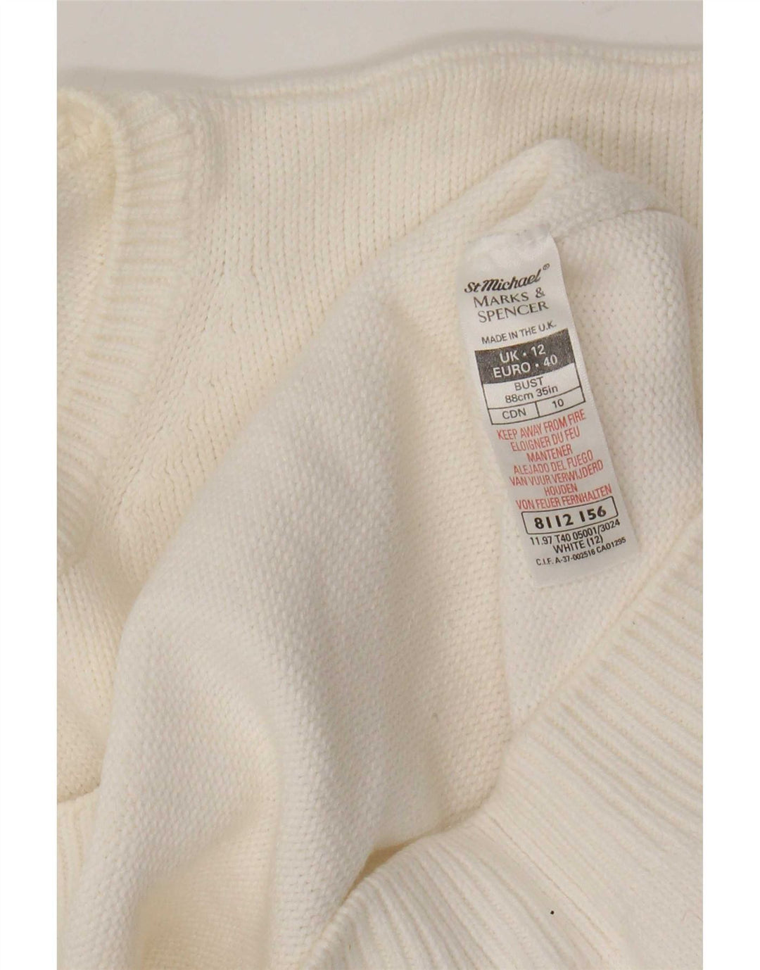 Pulover pentru femei Marks & Spencer cu decolteu rotund alb mediu UK 12
