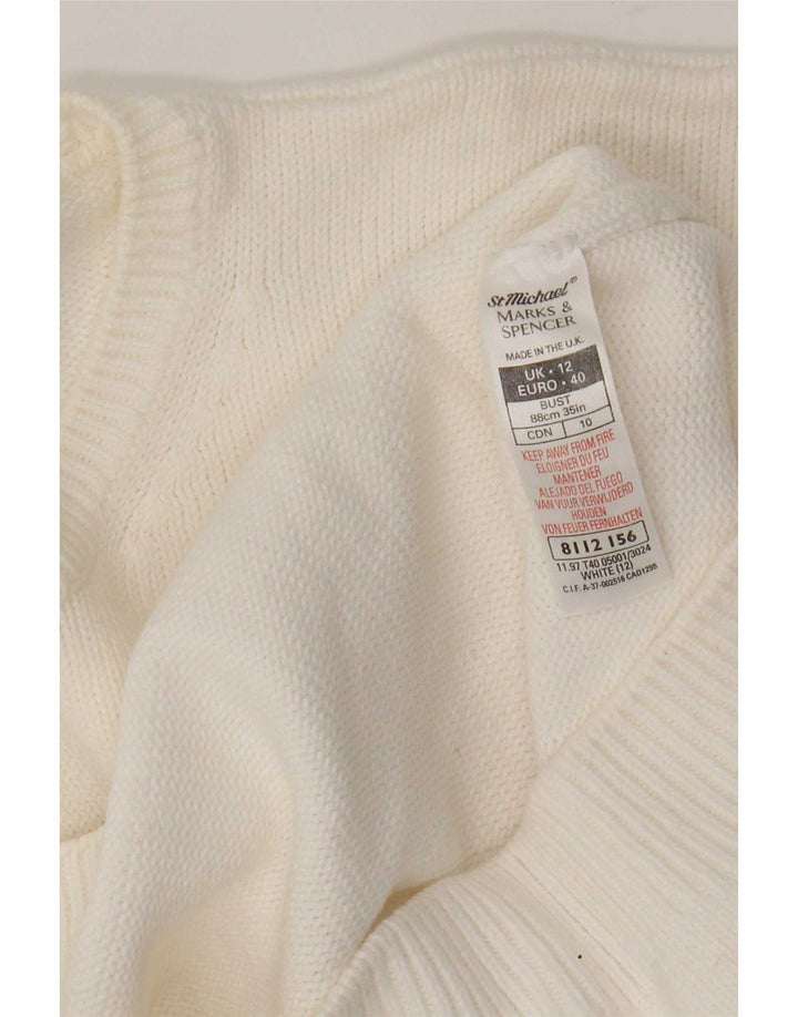 Pulover pentru femei Marks & Spencer cu decolteu rotund alb mediu UK 12