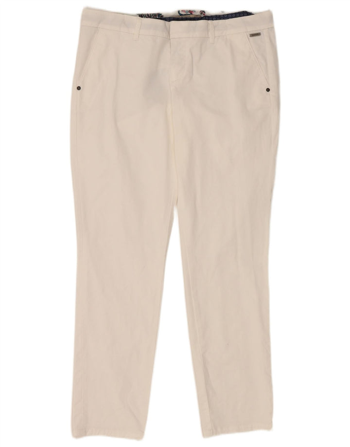 Pantaloni chino Guess pentru femei Berta Slim Fit L34 L29 alb