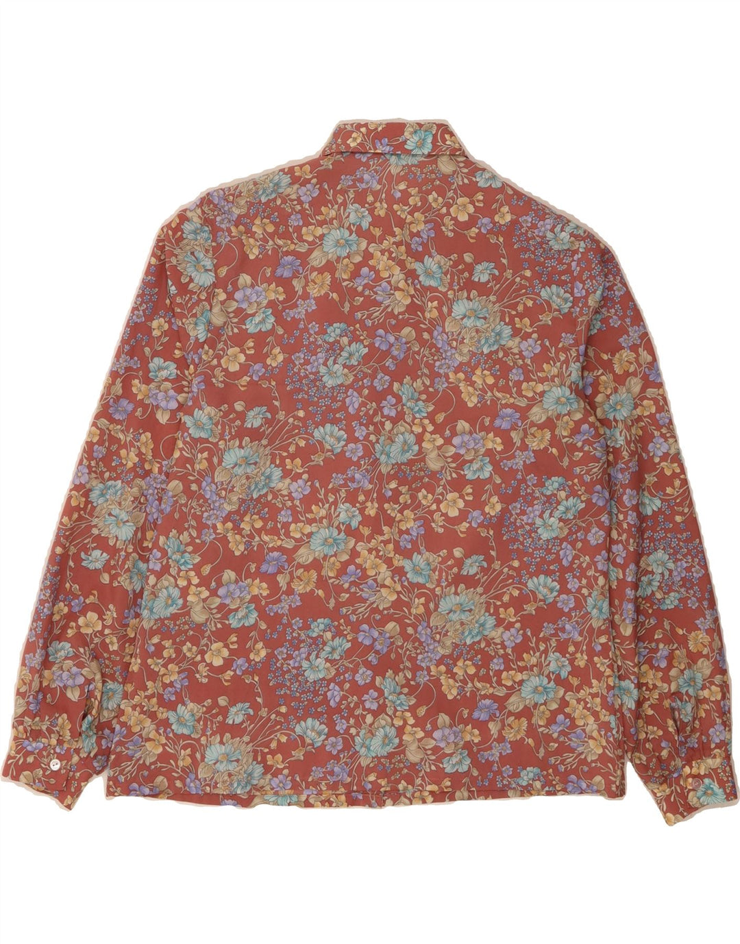 VINTAGE Womens Shirt Blouse IT 44 Medium Maroon Floral Polyester Vintage Vintage and Second-Hand Vintage from Messina Hembry 