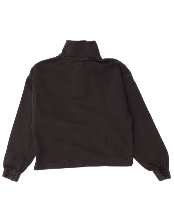 Pulover crop Adidas pentru femei UK 10 Small Black Colorblock
