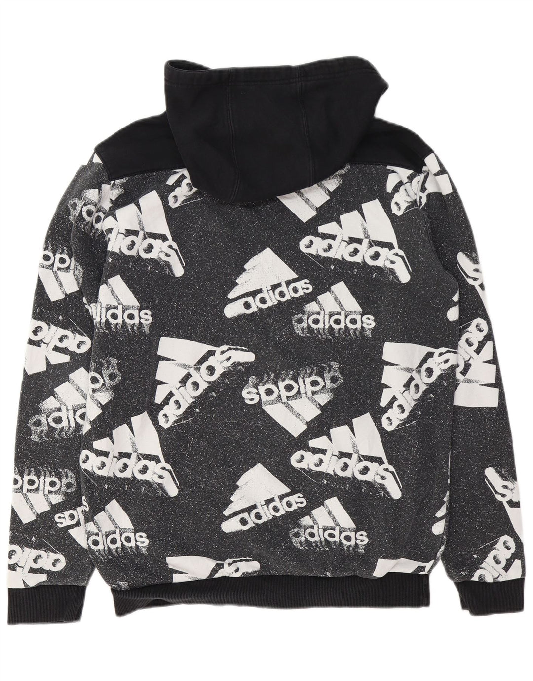Pulover cu glugă grafic pentru bărbați ADIDAS, mare, negru, bumbac color bloc