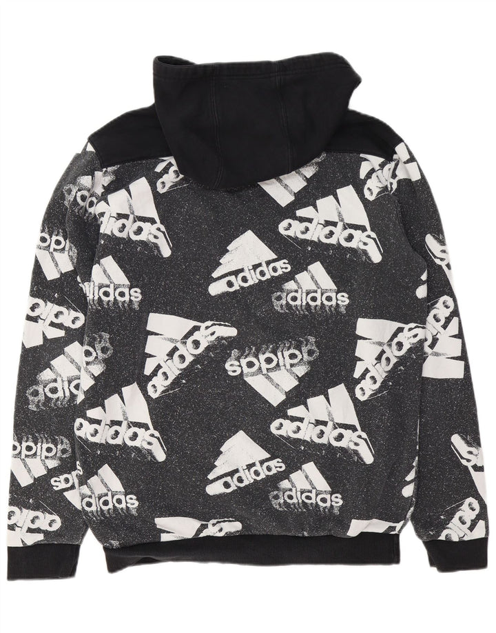Pulover cu glugă grafic pentru bărbați ADIDAS, mare, negru, bumbac color bloc