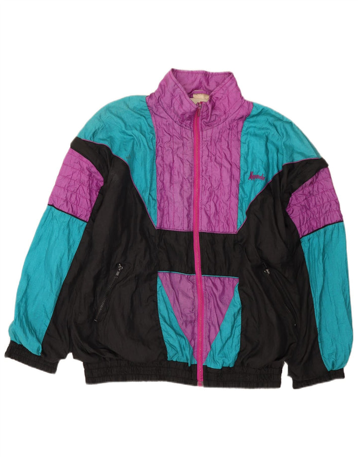 Jachetă de trening vintage pentru bărbați, mediu negru, nailon color bloc