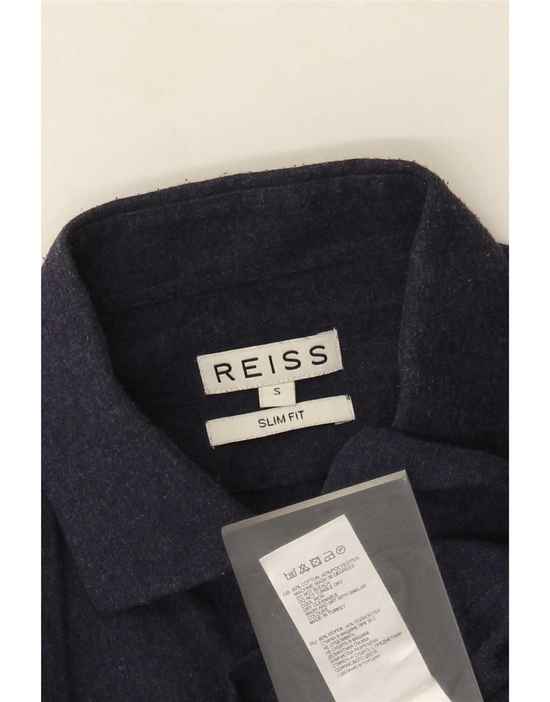 Cămașă Slim Fit Reiss pentru bărbați, bumbac, albastru bleumarin