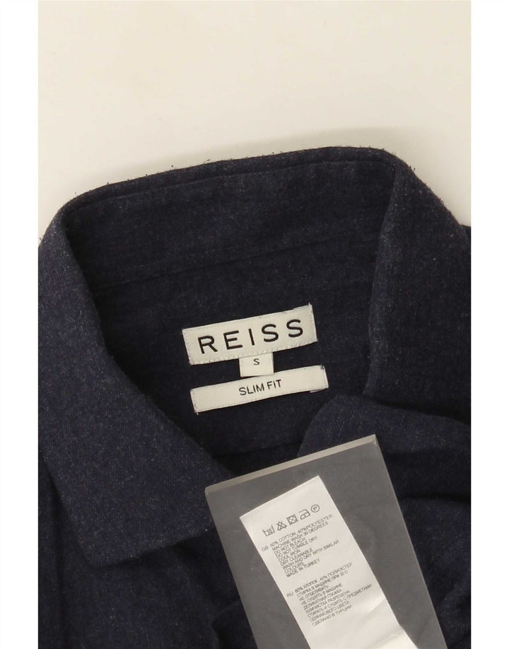 Cămașă Slim Fit Reiss pentru bărbați, bumbac, albastru bleumarin
