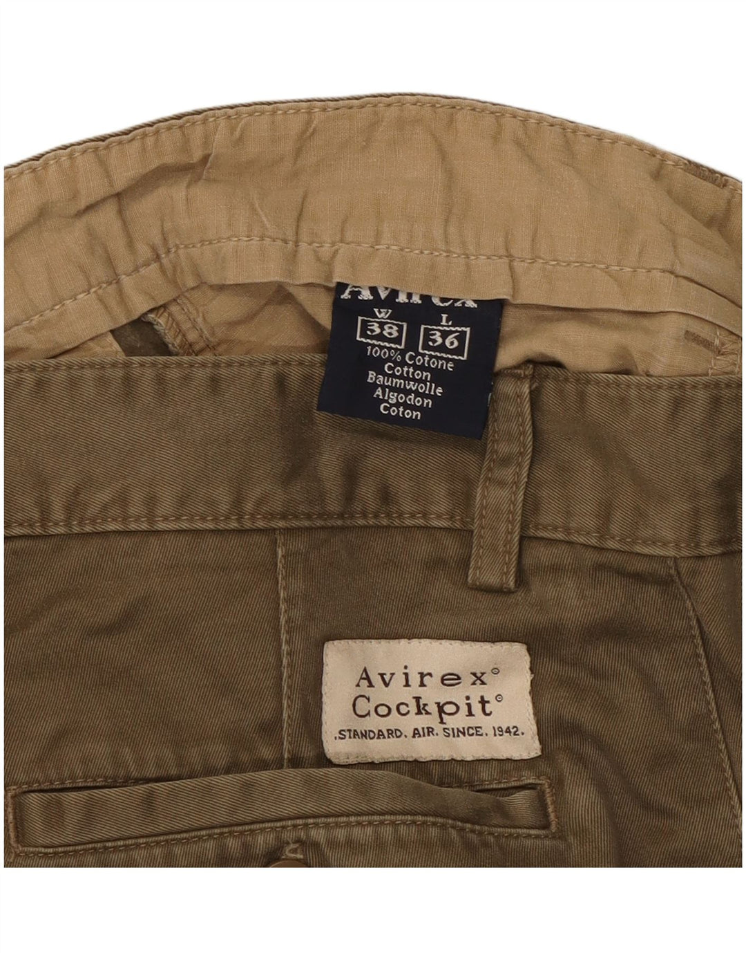 Pantaloni casual drepti pentru bărbați AVIREX W38 L30 bumbac kaki