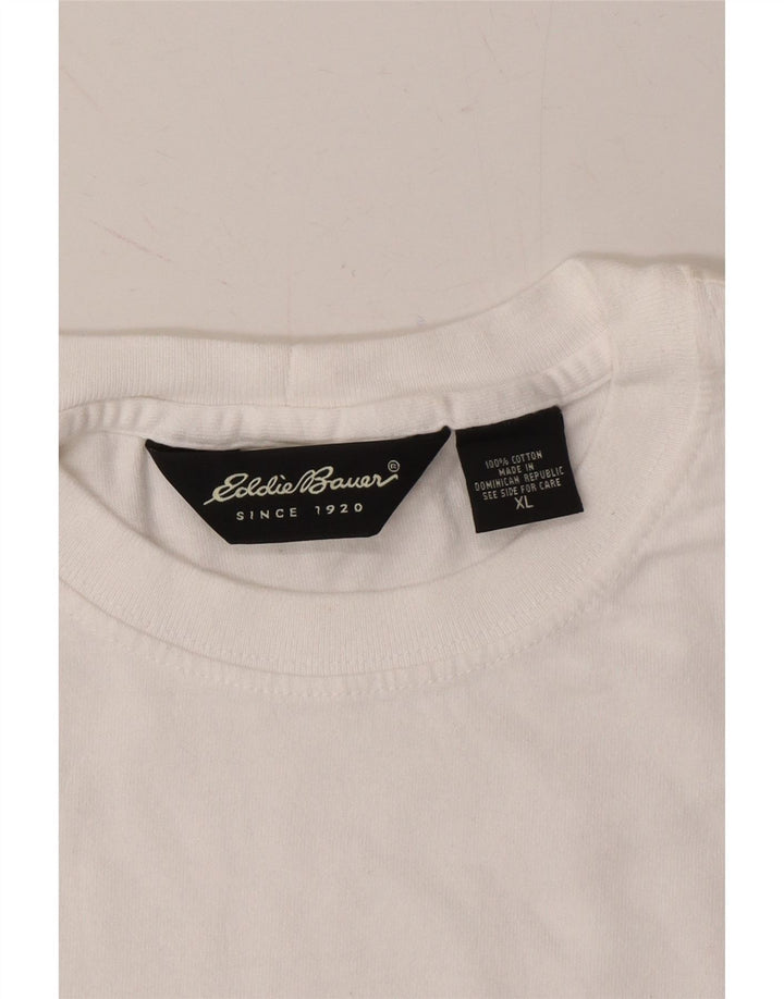 EDDIE BAUER Mens T-Shirt Top XL White Cotton Vintage Eddie Bauer and Second-Hand Eddie Bauer from Messina Hembry 