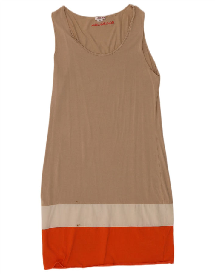 U.S. Polo Assn. Rochie de bază pentru femei UK 12 Medium Bej Colorblock
