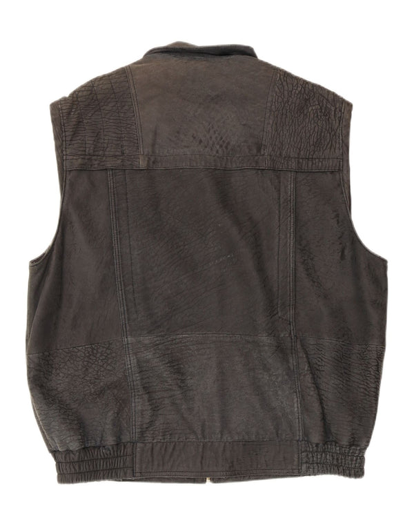 Gilet din piele intoarsa pentru barbati vintage UK 42 XL Gri Animal Print