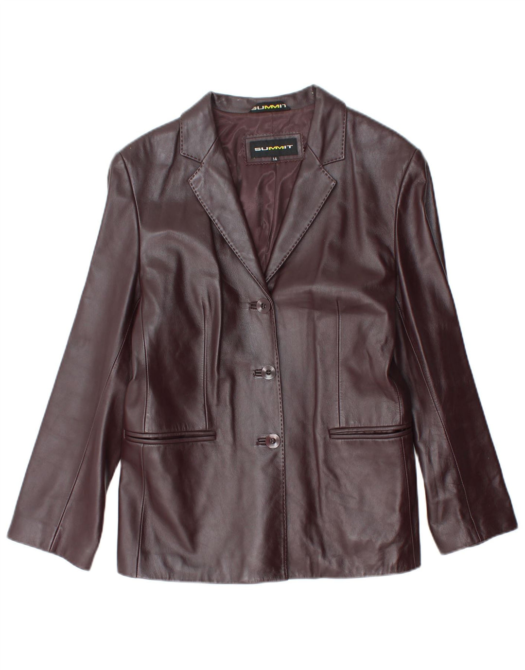 Sacou blazer din piele cu 3 nasturi pentru femei Summit UK 14 Medium Burgundy