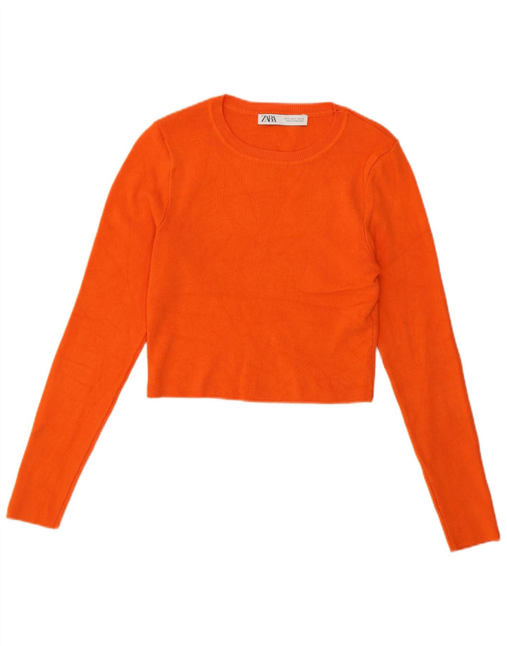 Bluză Crop Top Femei Zara UK 12 Medium Orange Viscose