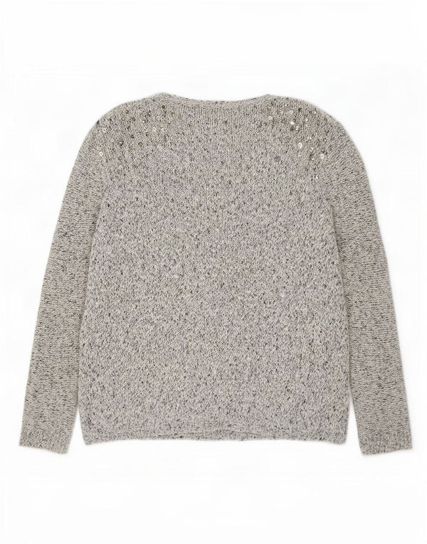 Pulover cardigan deschis supradimensionat pentru femei Topshop UK 10 mic gri cu pete