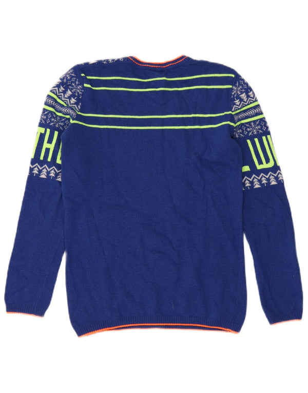 Pulover Benetton pentru băieți cu decolteu rotund 10-11 ani XL Blue Fair Isle