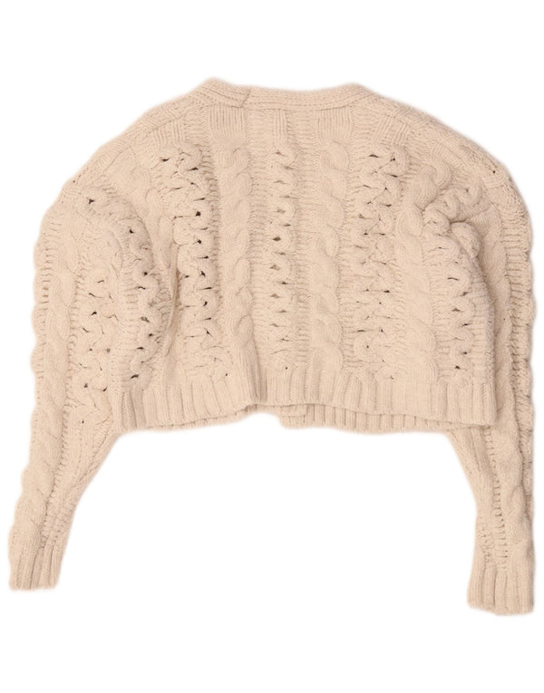 Pulover cardigan supradimensionat pentru femei Zara UK 10 Mic, alb, acrilic