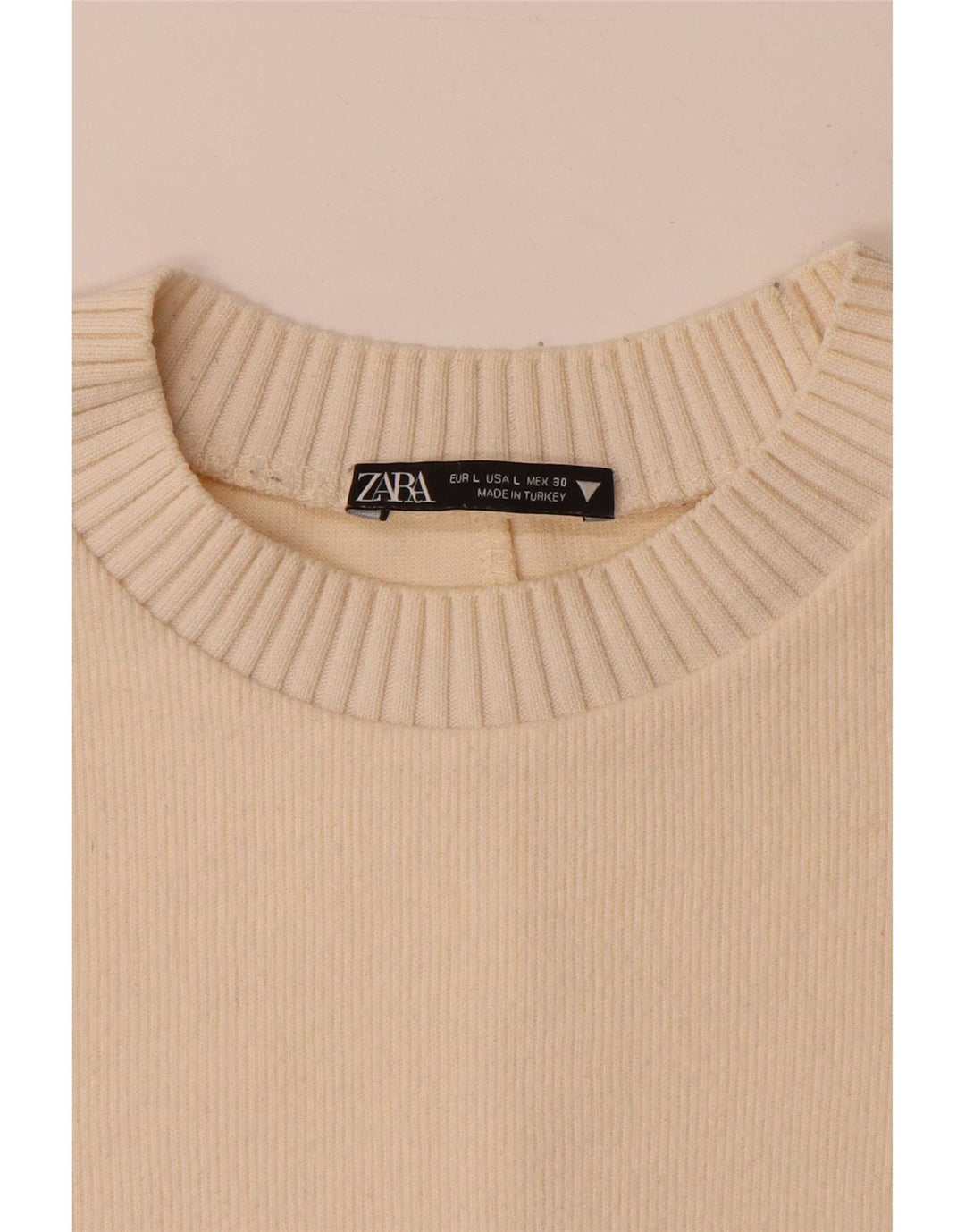 Pulover supradimensionat pentru femei Zara, cu decolteu triplu, UK 16, mare, alb