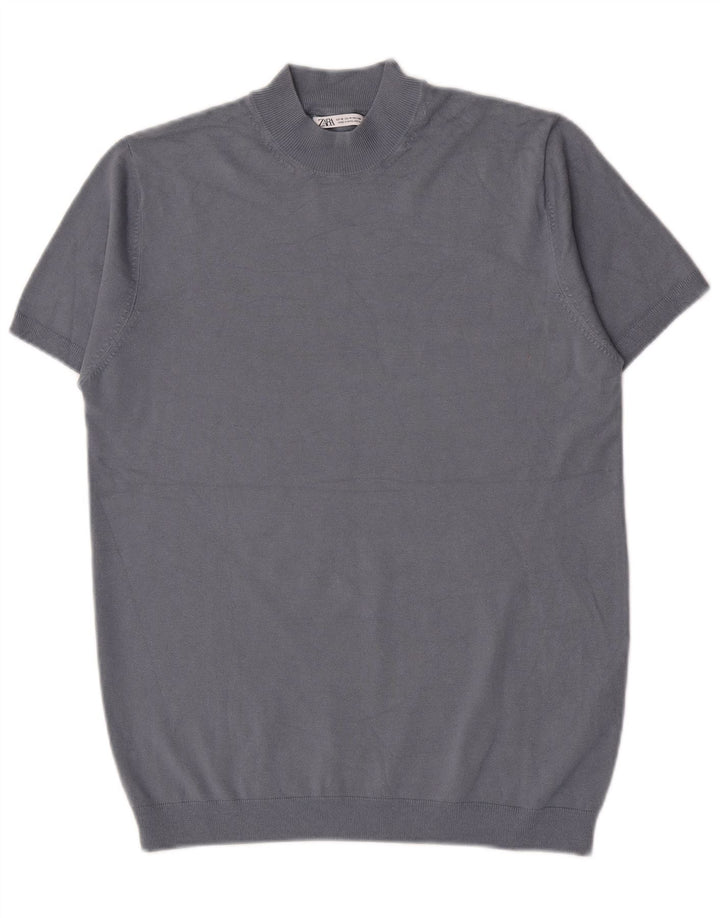 Tricou pentru bărbați Zara Top Medium Blue Viscose