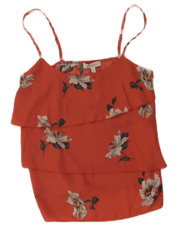 Oasis Top cu mai multe etaje pentru femei UK 8 Small Red Floral Poliester