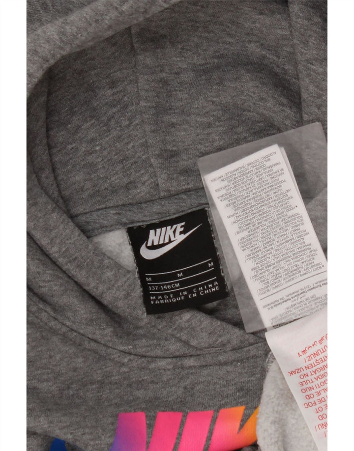 Pulover NIKE Crop Graphic pentru fete, 10-11 ani, gri mediu cu pete