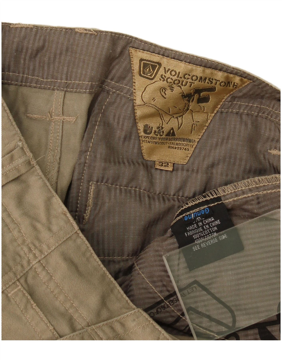 Pantaloni cargo drepti pentru bărbați Volcom W32 L27 bumbac kaki