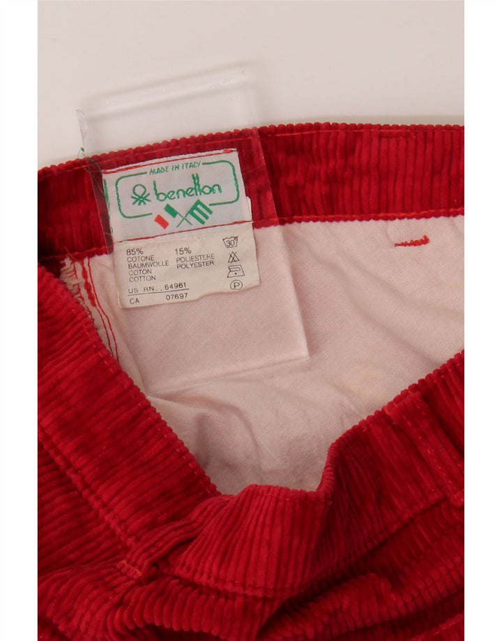 Pantaloni din velur conic pentru femei BENETTON L29 L32 bumbac roșu