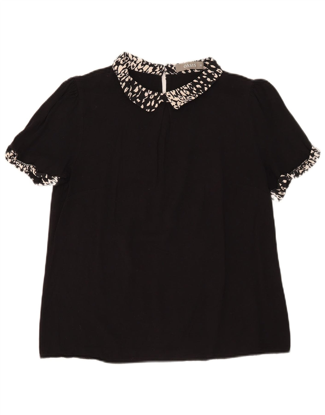Bluză pentru femei Oasis UK 12 Medium Black Animal Print