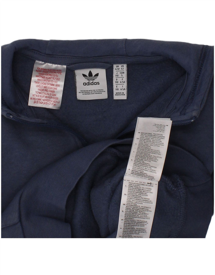 Pulover Adidas pentru băieți, cu grafică, cu glugă, cu fermoar, 4-5 ani, bumbac, albastru