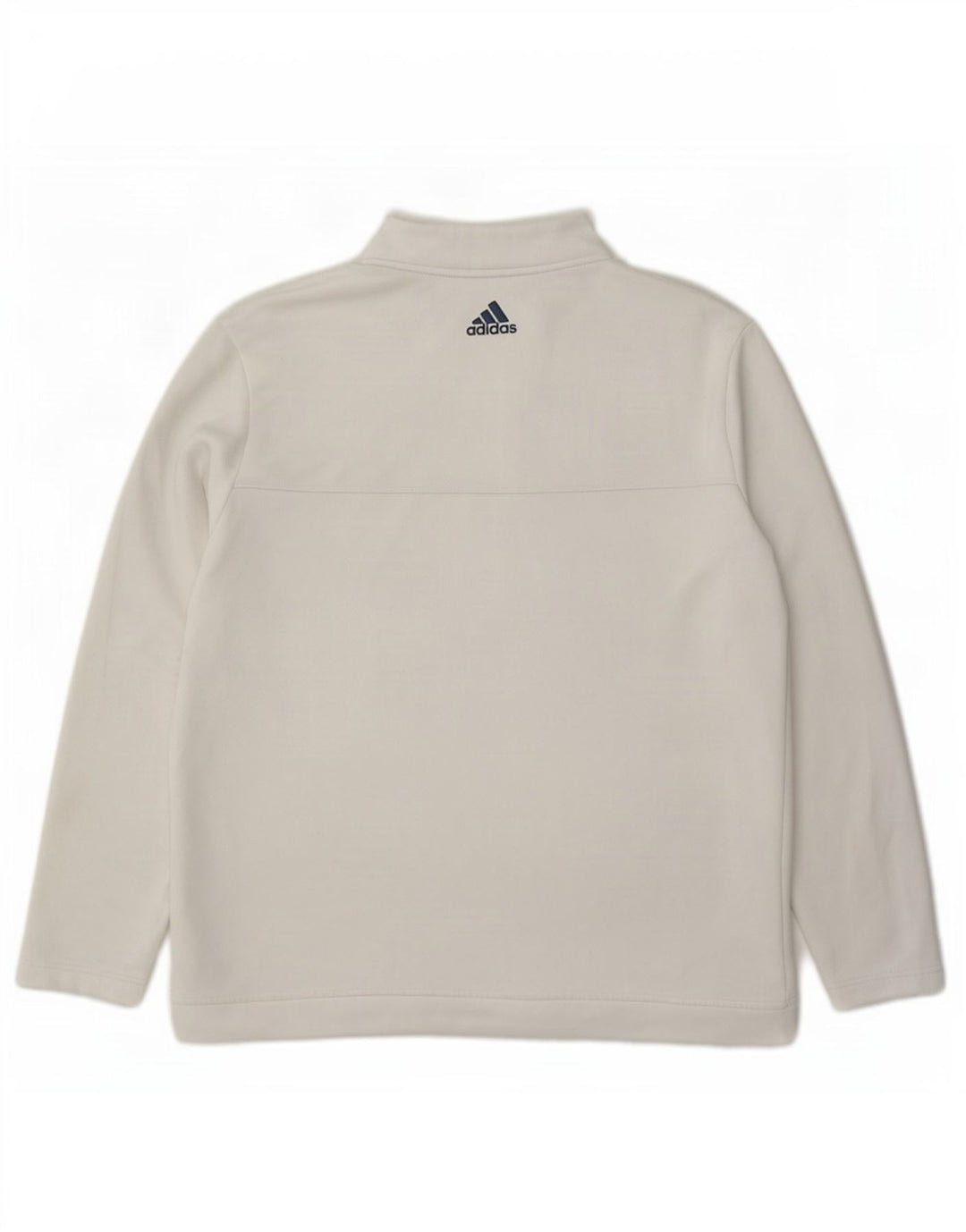Trening pentru bărbați Adidas, cu fermoar, cu gât, din poliester alb