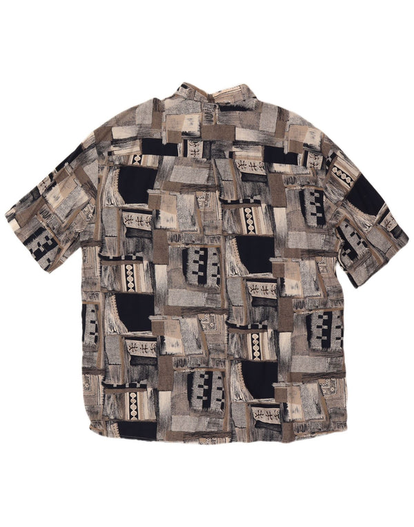 Cămașă cu mânecă scurtă pentru bărbați VINTAGE Mărimea 46 2XL Gri Patchwork