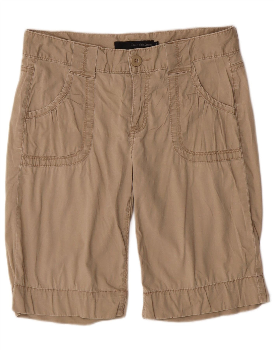Pantaloni scurți casual pentru femei Calvin Klein Jeans US 8 Medium W30 Bej Clasic
