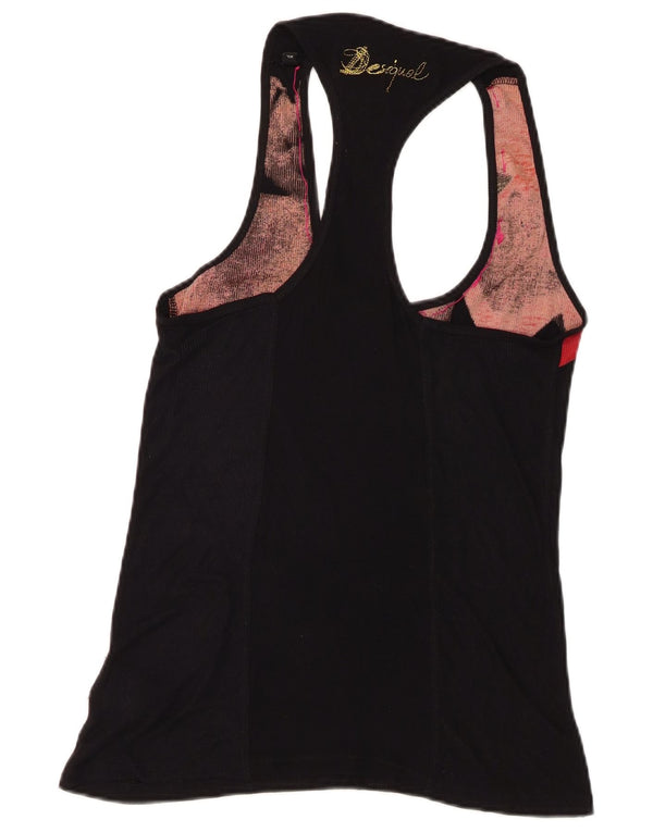 Desigual Womens Graphic Vest Top UK 18 XL Black Colourblock Viscose