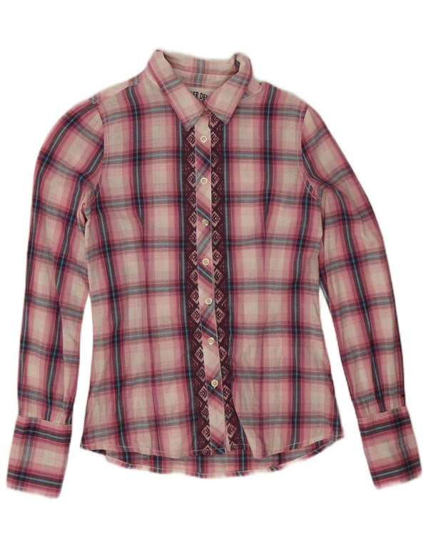 Cămașă formală din flanel pentru femei Tommy Hilfiger UK 10 mic, roz, caroserie