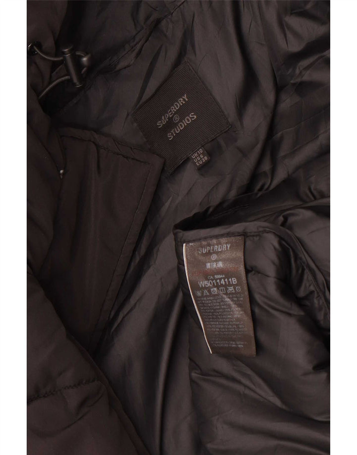 Palton supradimensionat cu glugă Superdry pentru femei UK 10 Poliester negru mic