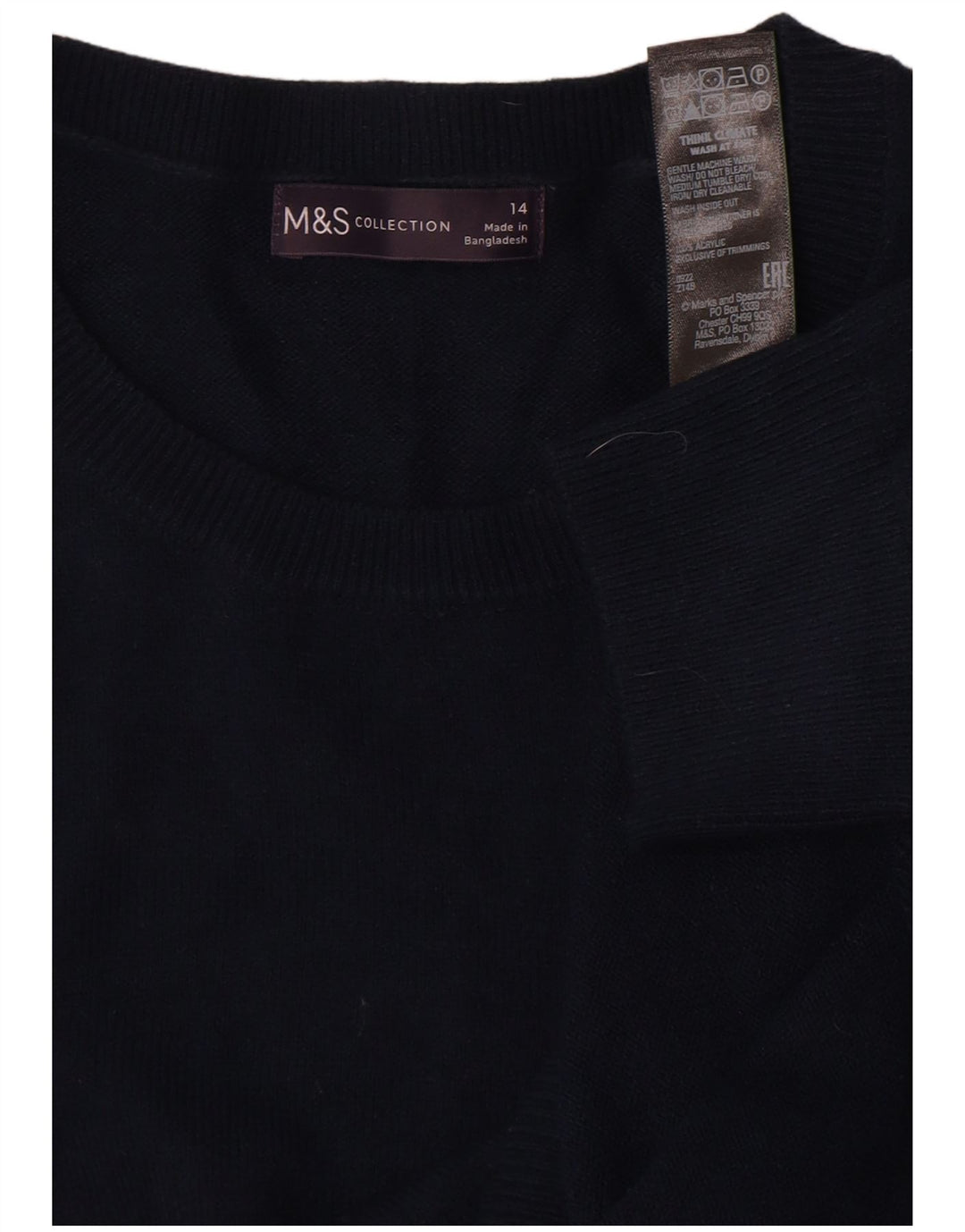Pulover pentru femei Marks & Spencer cu decolteu triplu UK 14 mare bleumarin