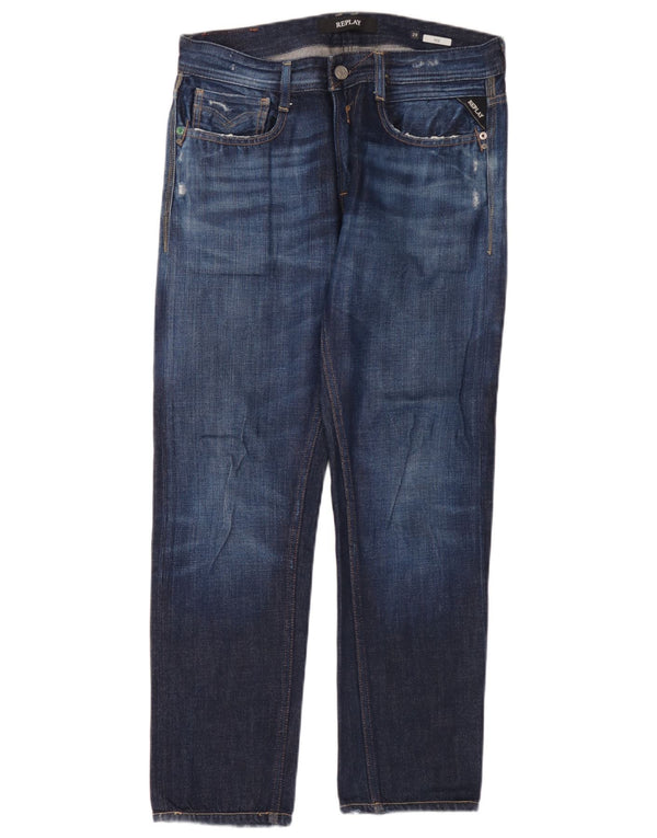 Replay Rob Straight Jeans pentru bărbați W29 L30 Blue Bumbac