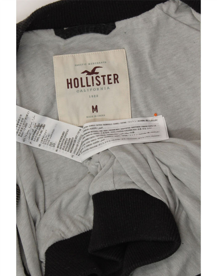 HOLLISTER Womens Bomber Jacket UK 14 Medium Black Cotton