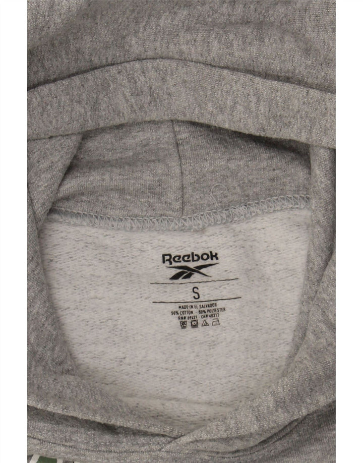 REEBOK Mens Graphic Hoodie Jumper Small Grey Cotton Vintage Reebok and Second-Hand Reebok from Messina Hembry 