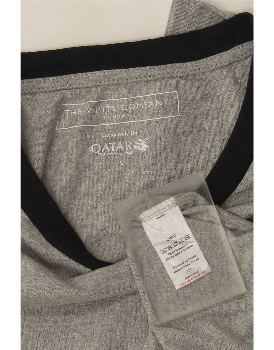 The White Company Top pentru bărbați cu mânecă lungă, mare, gri, poliester color bloc