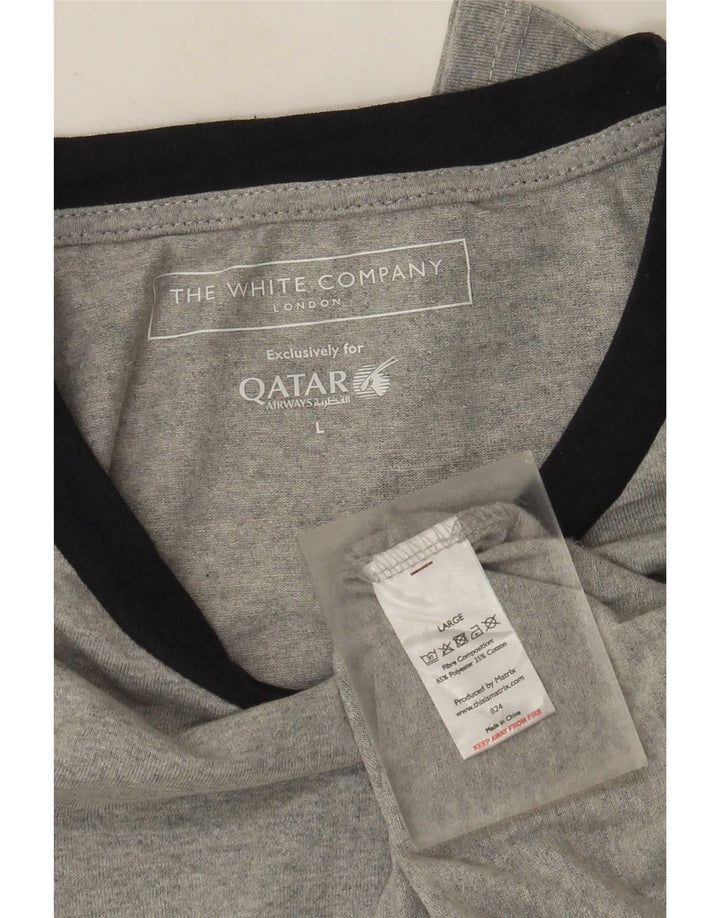 The White Company Top pentru bărbați cu mânecă lungă, mare, gri, poliester color bloc