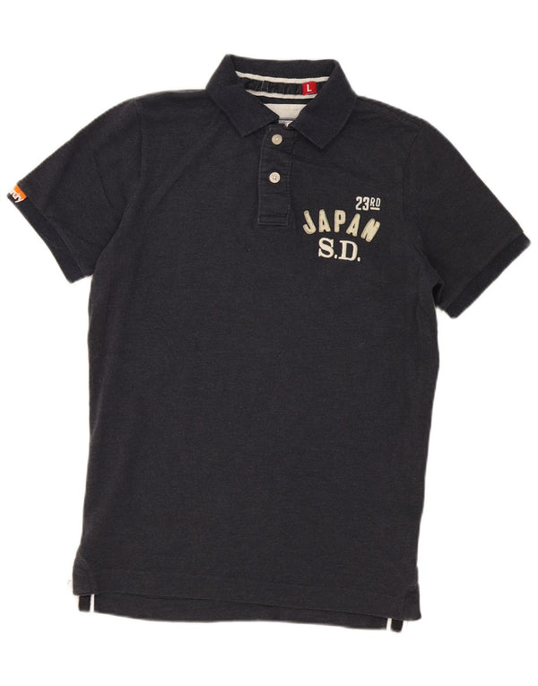 Tricou polo cu grafică Superdry pentru bărbați, mare, albastru, bumbac sport