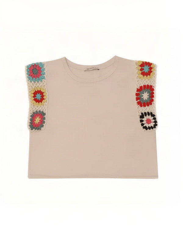 Top Vest Crop Trafaluc pentru femei Zara UK 10 Small White Floral