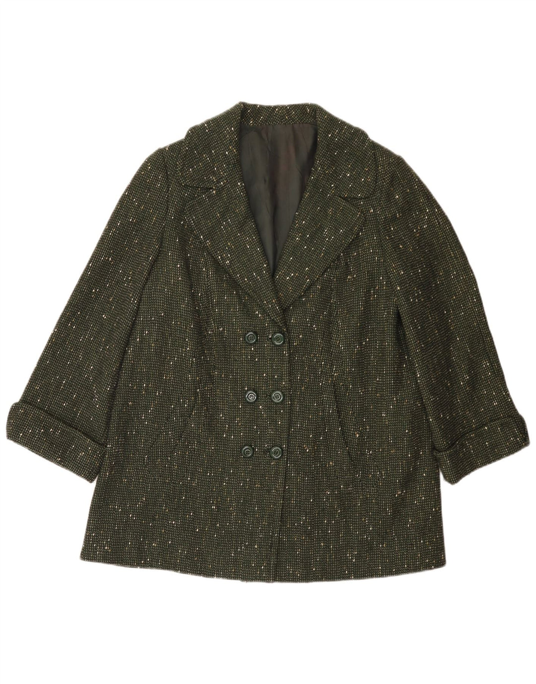 Pardesiu vintage pentru femei UK 14 mare, verde, pete