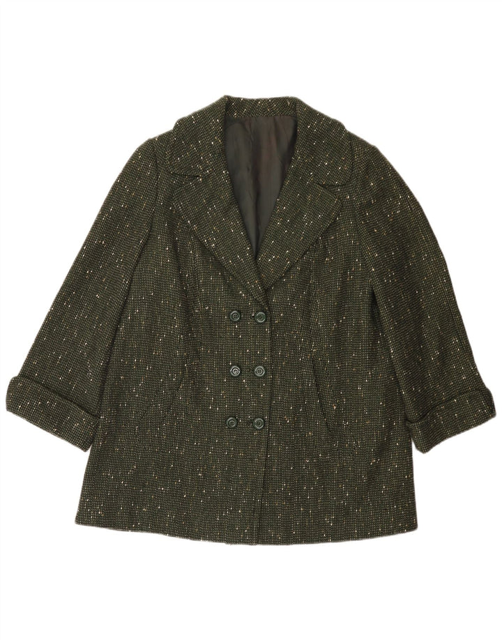 Pardesiu vintage pentru femei UK 14 mare, verde, pete