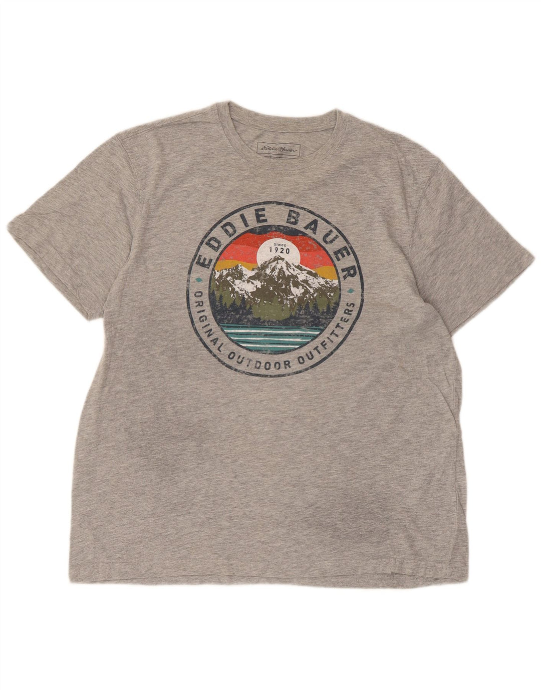 Tricou grafic pentru bărbați Eddie Bauer Top mare, gri, bumbac cu pete