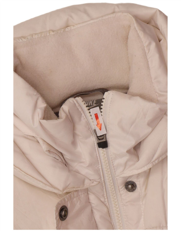 Gilet căptușit cu glugă Nike pentru femei UK 12/14 Poliester alb mediu