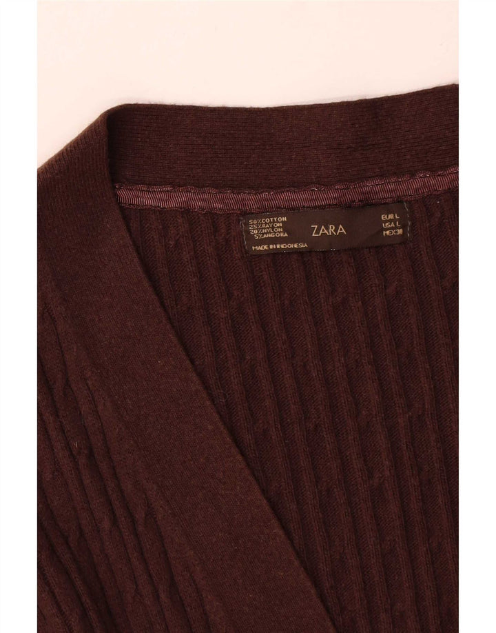 Pulover cardigan pentru femei Zara UK 16 Maro mare