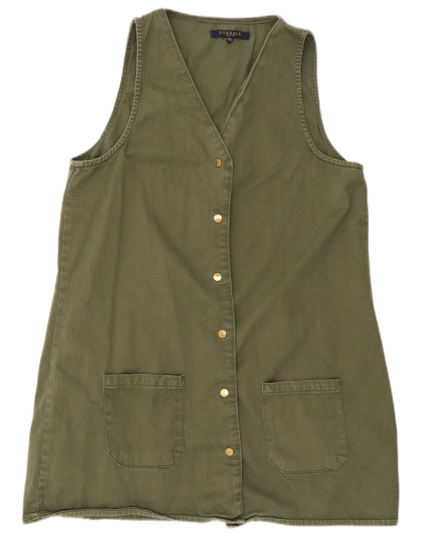 Rochie cămașă vintage pentru femei fără mâneci UK 16 mare bumbac kaki
