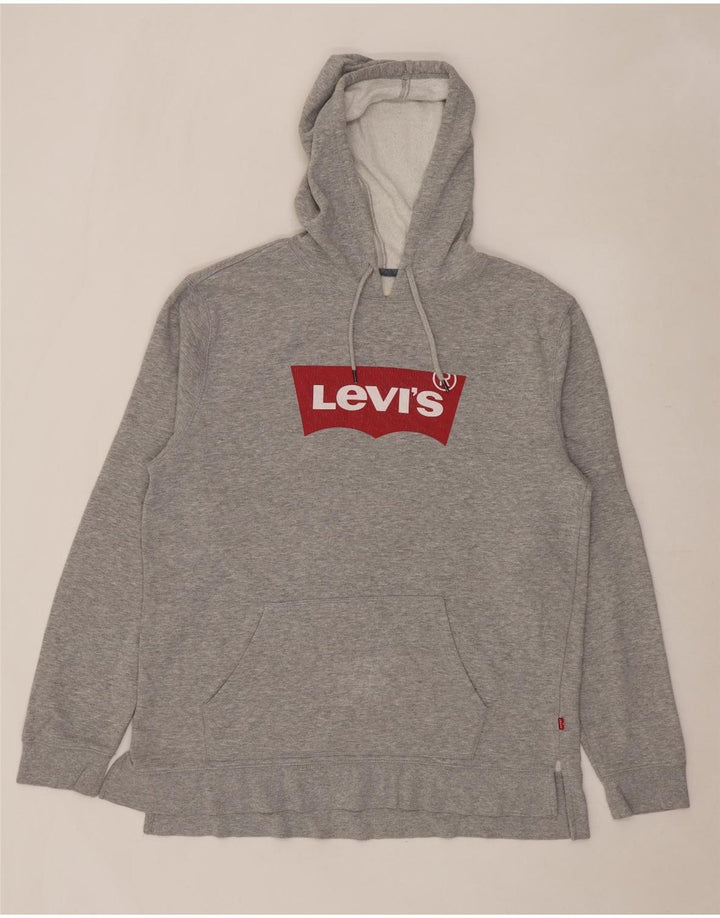 Pulover cu capota cu grafic Levi's pentru bărbați, mare, gri bumbac cu pete